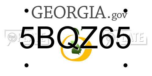 5BQZ65 Georgia License Plate