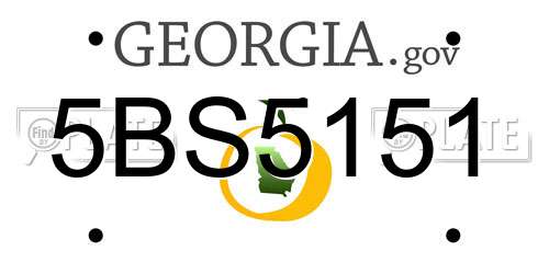 5BS5151 Georgia License Plate