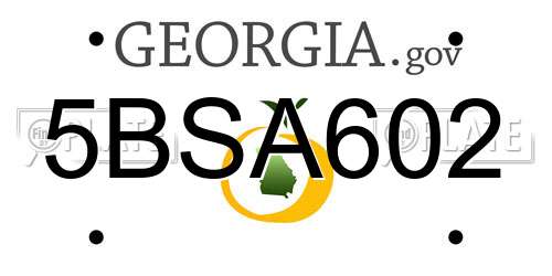 5BSA602 Georgia License Plate