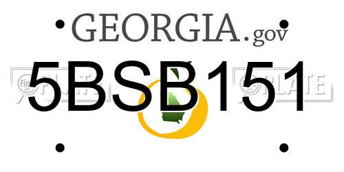 5BSB151 Georgia License Plate