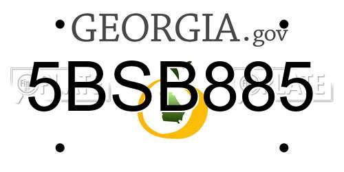 5BSB885 Georgia License Plate