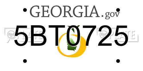 5BT0725 Georgia License Plate