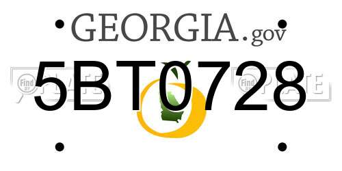 5BT0728 Georgia License Plate