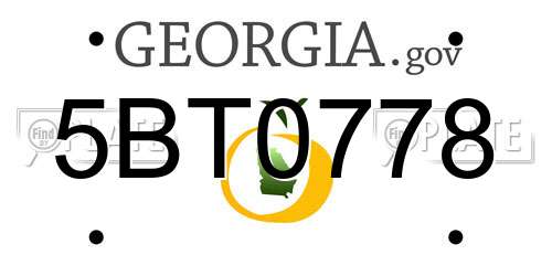 5BT0778 Georgia License Plate