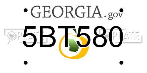 5BT580 Georgia License Plate