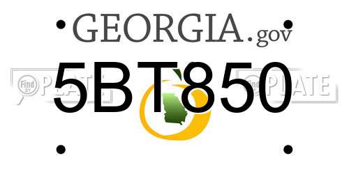 5BT850 Georgia License Plate