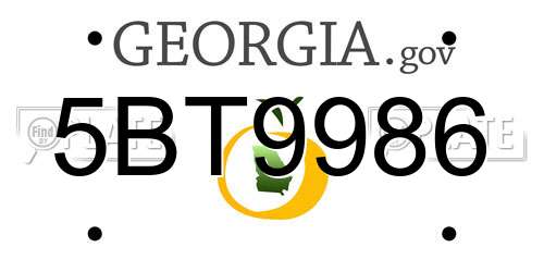 5BT9986 Georgia License Plate