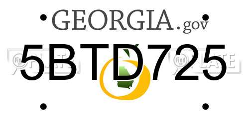 5BTD725 Georgia License Plate