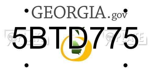 5BTD775 Georgia License Plate