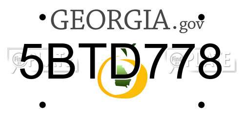 5BTD778 Georgia License Plate