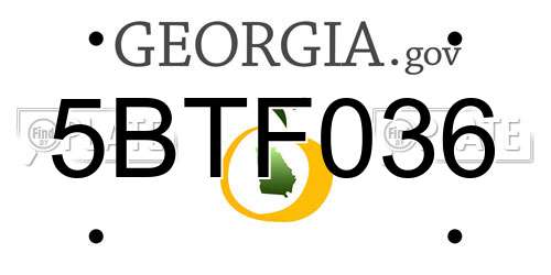 5BTF036 Georgia License Plate