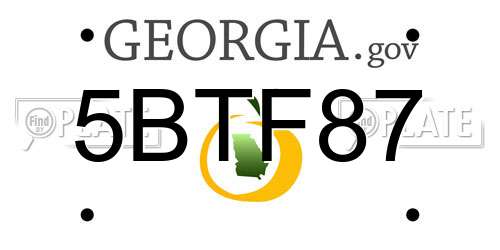 5BTF87 Georgia License Plate