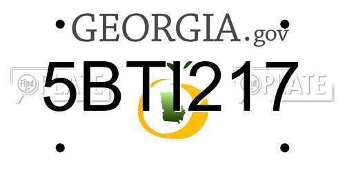 5BTI217 Georgia License Plate