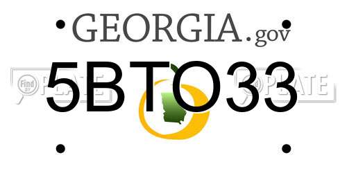 5BTO33 Georgia License Plate