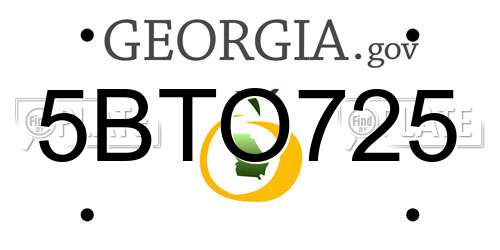 5BTO725 Georgia License Plate