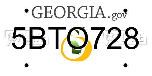 5BTO728 Georgia License Plate