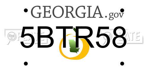 5BTR58 Georgia License Plate
