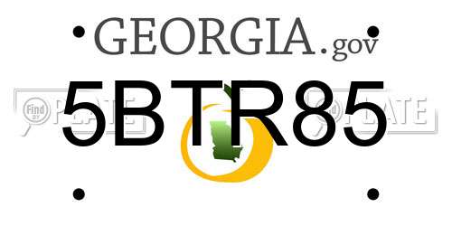 5BTR85 Georgia License Plate