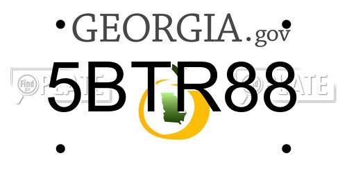 5BTR88 Georgia License Plate