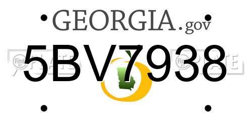 5BV7938 Georgia License Plate