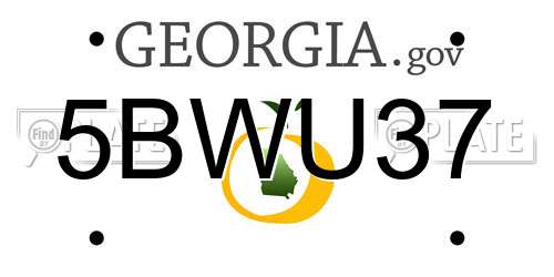 5BWU37 Georgia License Plate