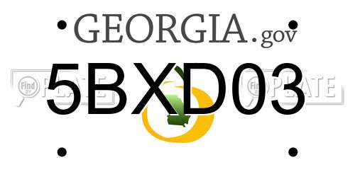 5BXD03 Georgia License Plate