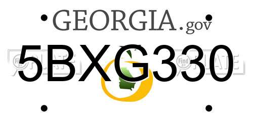 5BXG330 Georgia License Plate