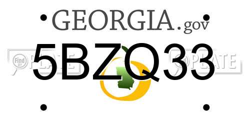 5BZQ33 Georgia License Plate