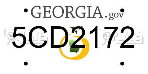 5CD2172 Georgia License Plate
