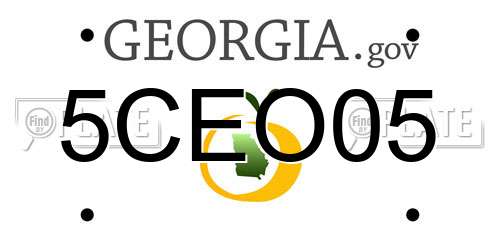 5CEO05 Georgia License Plate