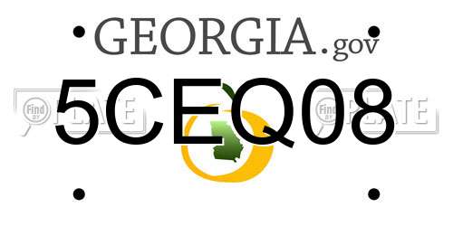 5CEQ08 Georgia License Plate