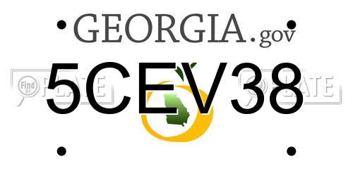 5CEV38 Georgia License Plate