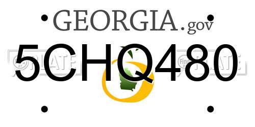 5CHQ480 Georgia License Plate