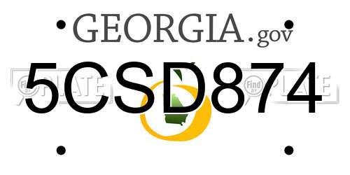 5CSD874 Georgia License Plate
