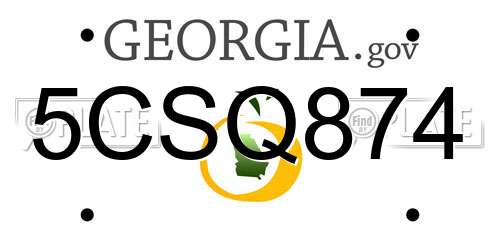 5CSQ874 Georgia License Plate