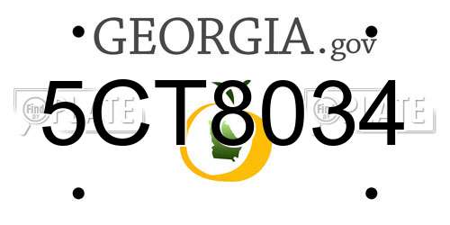 5CT8034 Georgia License Plate