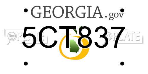 5CT837 Georgia License Plate