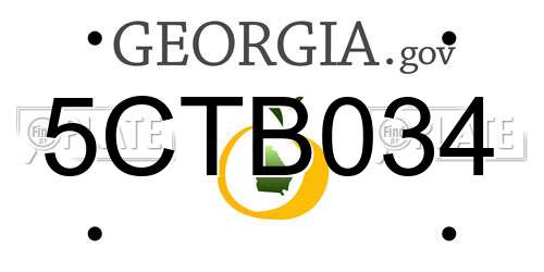 5CTB034 Georgia License Plate