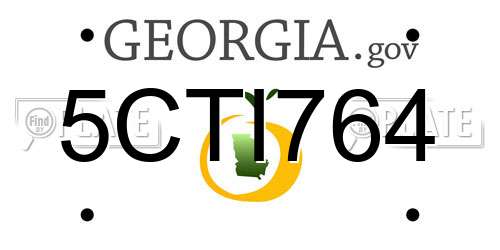 5CTI764 Georgia License Plate