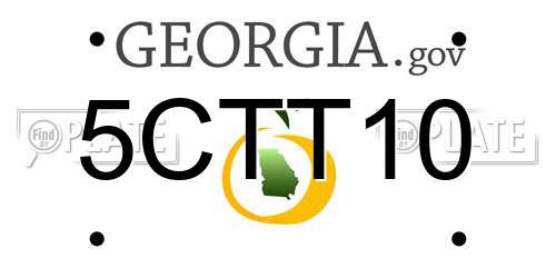 5CTT10 Georgia License Plate