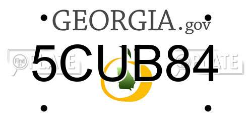 5CUB84 Georgia License Plate