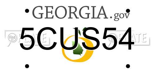 5CUS54 Georgia License Plate