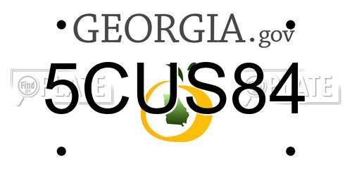 5CUS84 Georgia License Plate