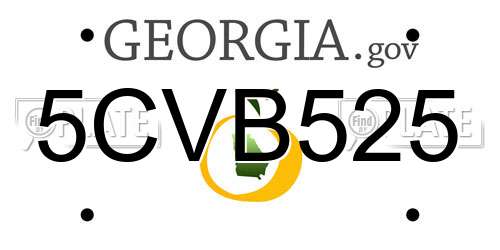 5CVB525 Georgia License Plate