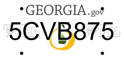 5CVB875 Georgia License Plate