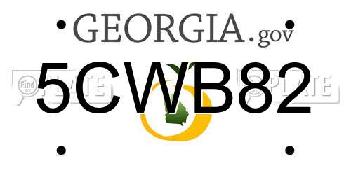 5CWB82 Georgia License Plate