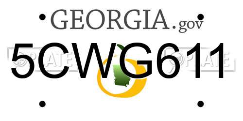 5CWG611 Georgia License Plate
