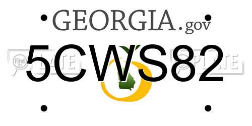 5CWS82 Georgia License Plate