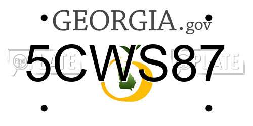 5CWS87 Georgia License Plate