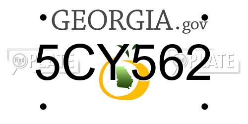 5CY562 Georgia License Plate